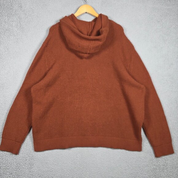 Express Sweater Mens Size 2XL Brown Oversized Heavyweight Waffle Knit Hooded NWT - Picture 5 of 10